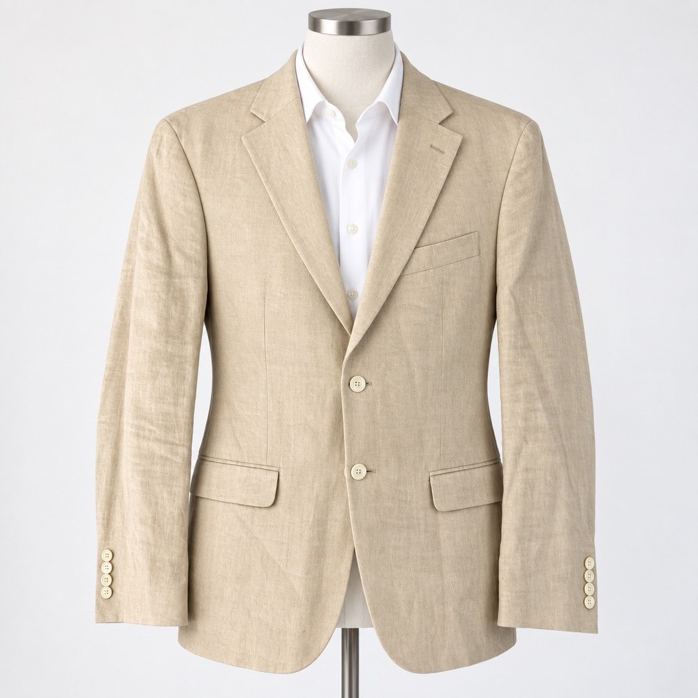 Lauren Ralph Lauren Blazer Mens 38S Tan 100% Linen Two Button Paisley Lining